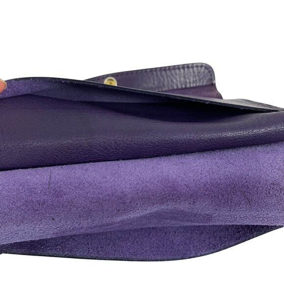 VTG Artisan Purple Leather Snap Closure Travel Wallet Multiple Card Slots - Picture 7 of 10